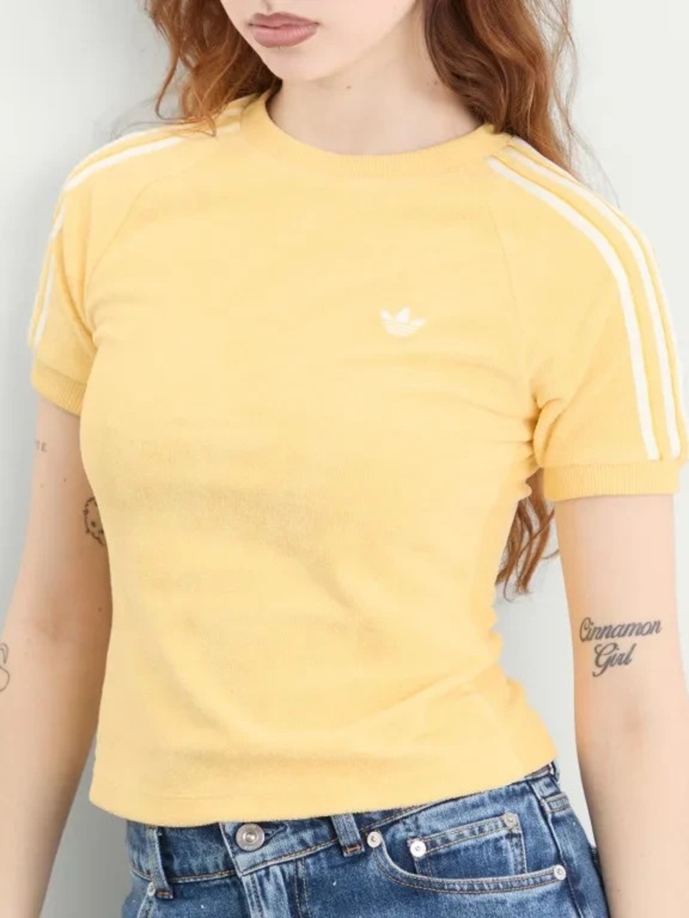 Adidas Originals 3-Stripe Yellow Terry Towel Cali Tee